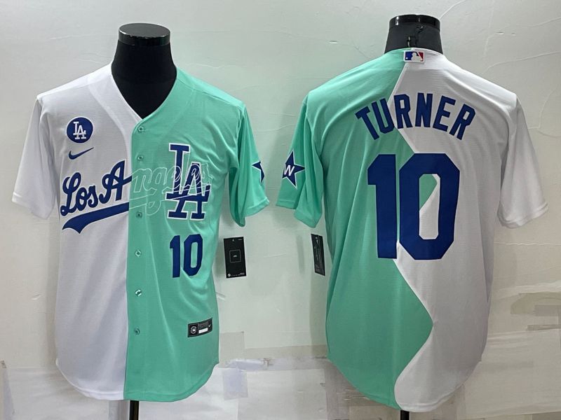 Men Los Angeles Dodgers 10 Turner green white Nike 2022 MLB Jersey2